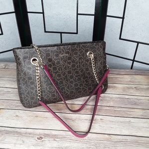 Calvin Klein Leather Monogram Satchel